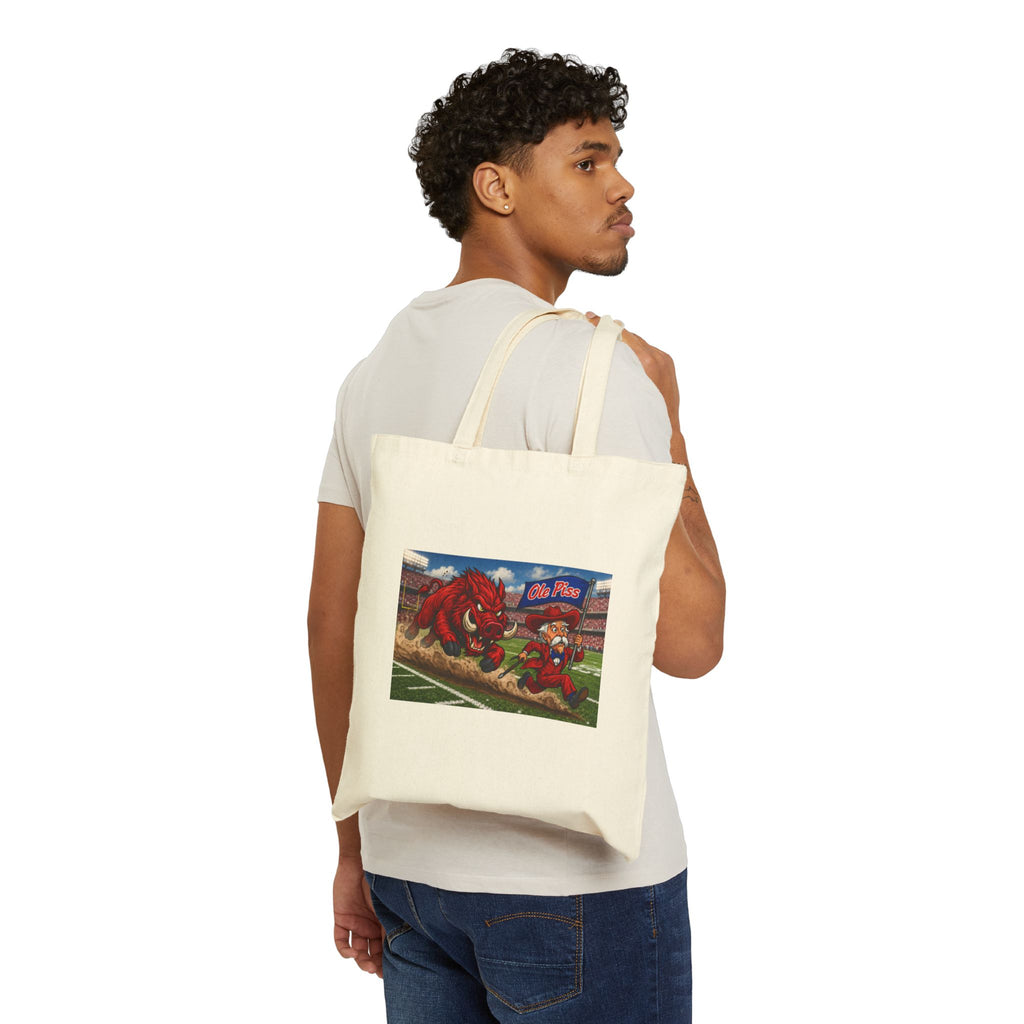 Tote Bag — "Ole Piss" Hog Chasing Colonel Canvas Tote