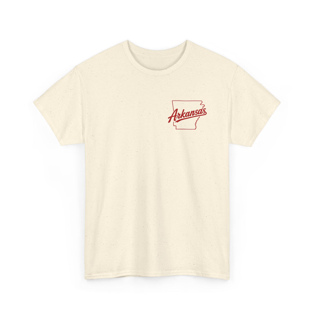 Arkansas Tigers Graphic Tee — State Script Front with ' Pissing on TIGERS' Back Photo Print