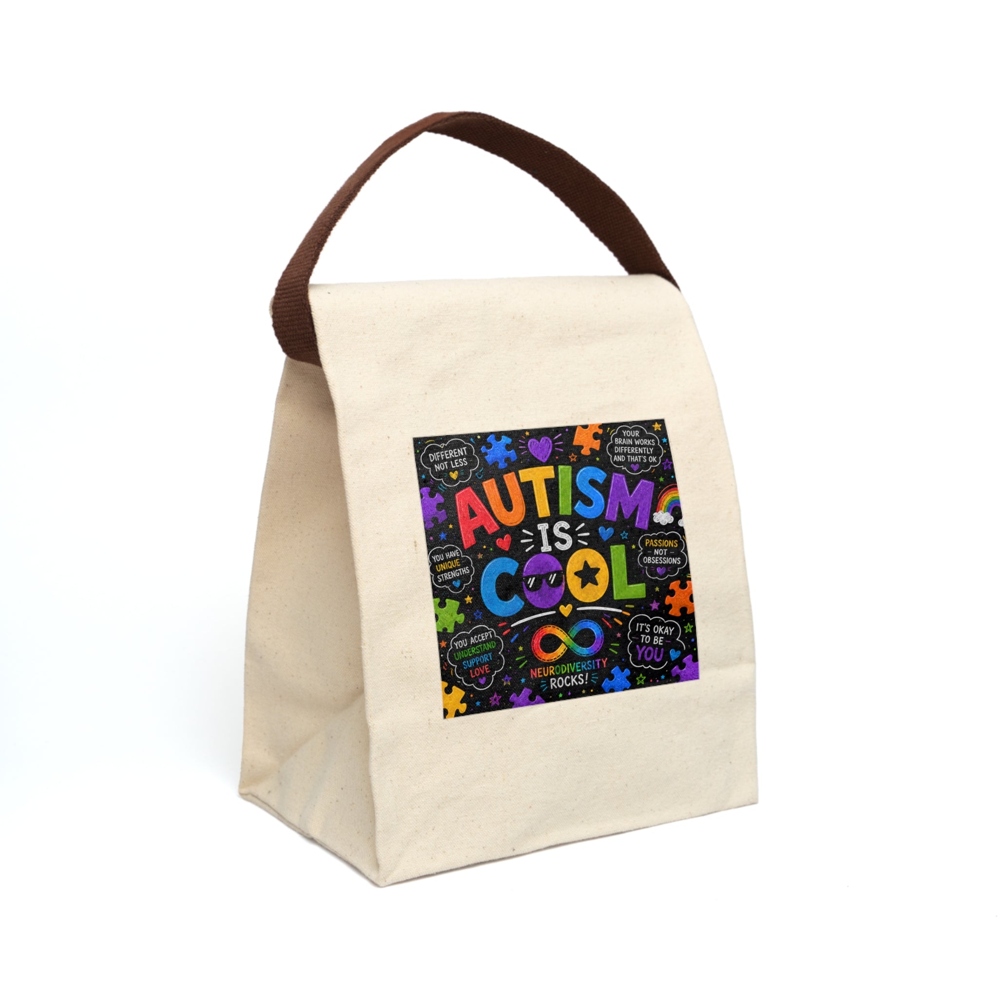 Autism Is Cool Canvas Lunch Bag — Insulated Strap Tote for School & Awareness
