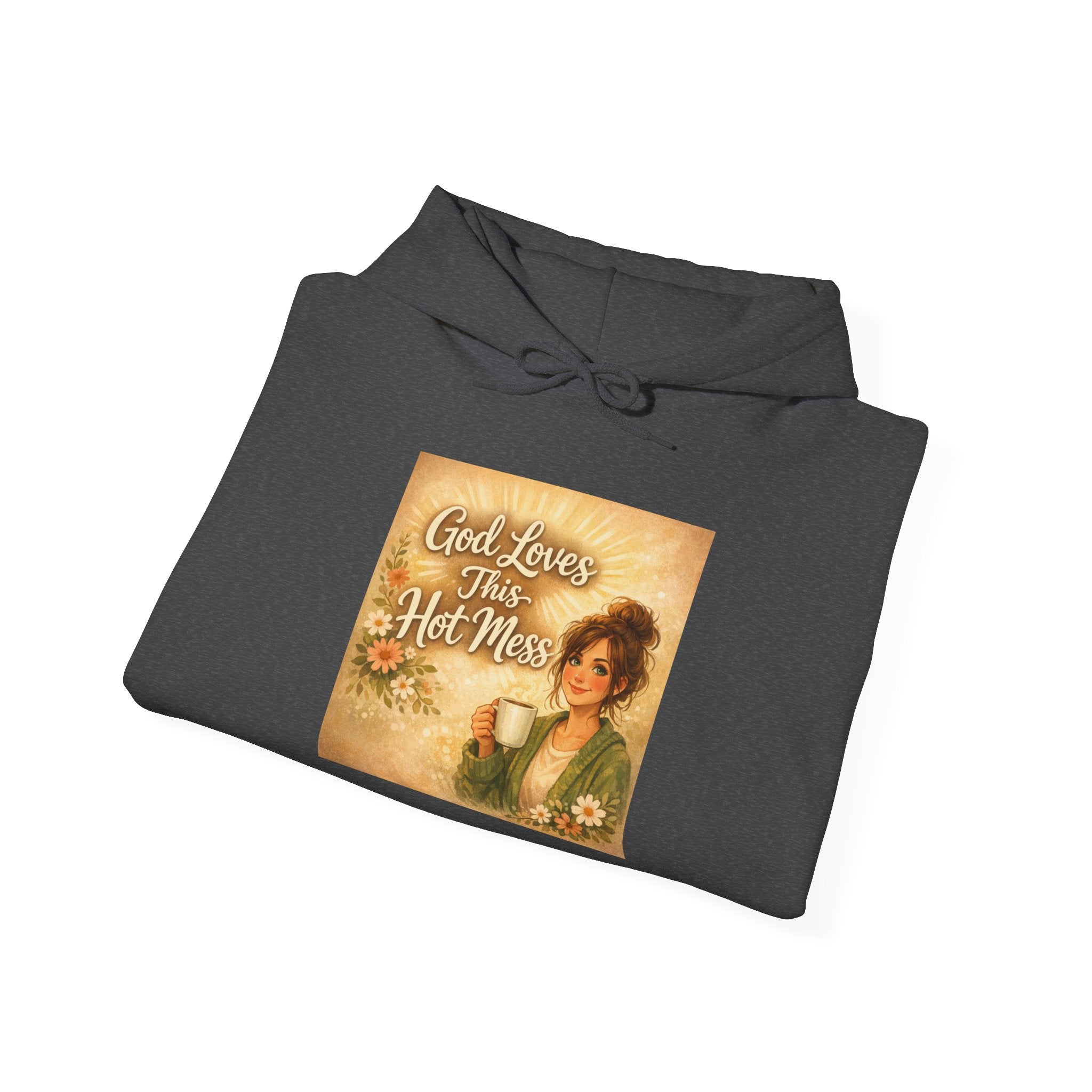 God Loves This Hot Mess Hoodie – Funny Retro Faith Sweatshirt