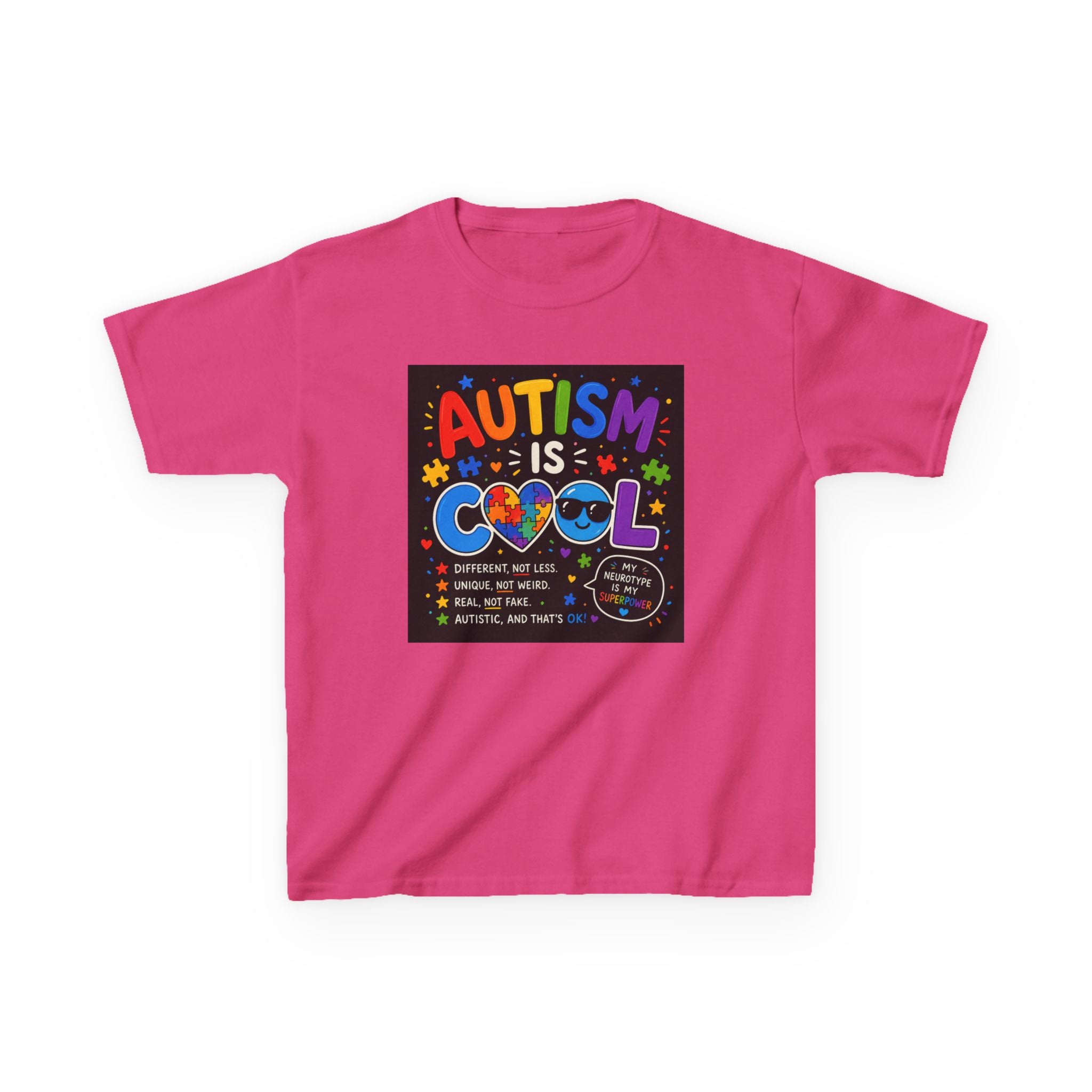 Autism Is Cool Kids T‑Shirt — Colorful Neurodiversity Pride Tee
