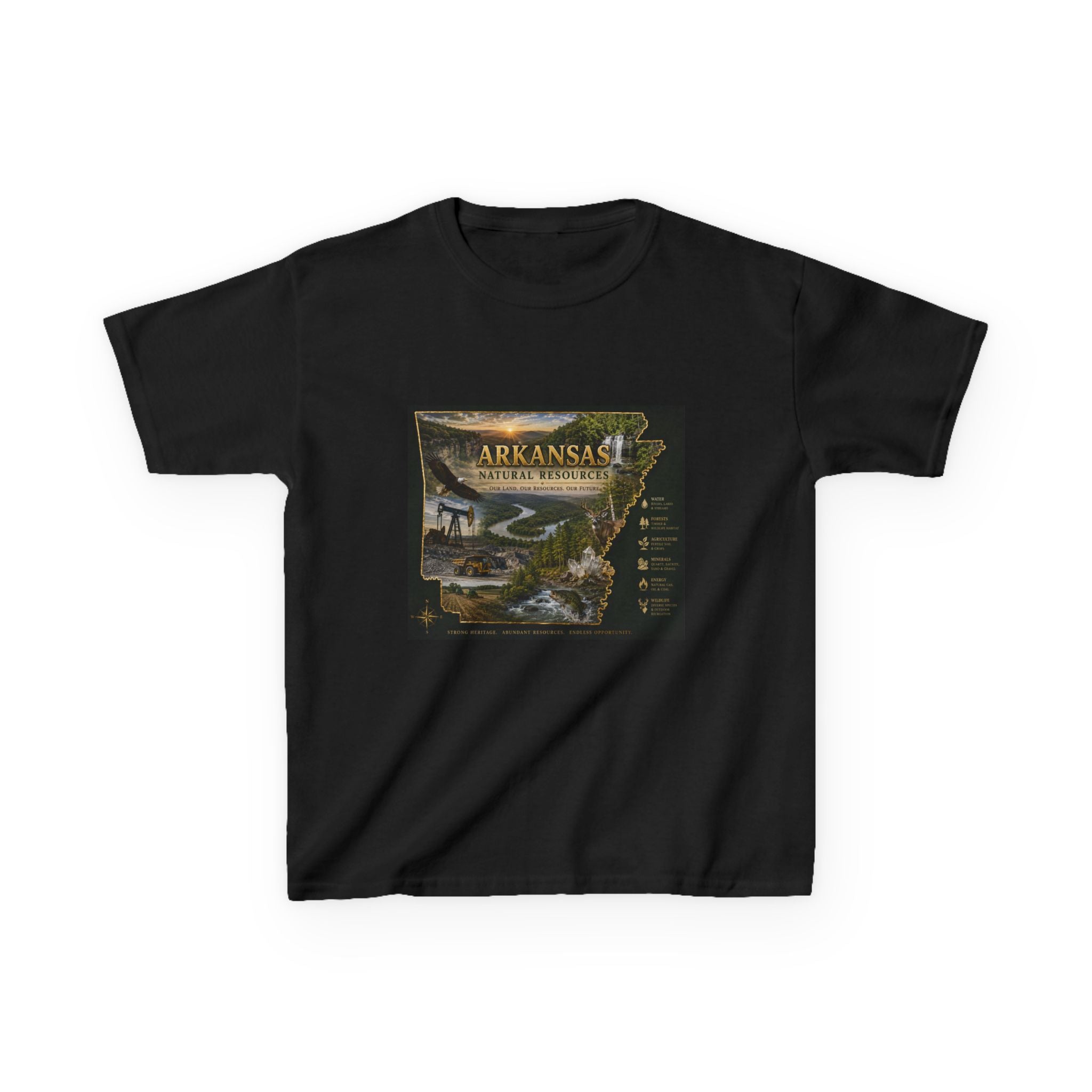 Arkansas State Retro Map Kids T-Shirt — Vintage Travel Scenic Tee