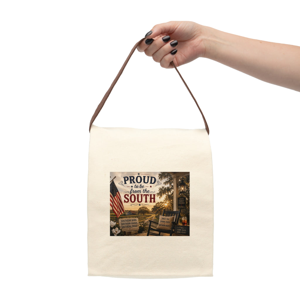 Canvas Lunch Bag – "Proud to Be From the South" Rustic Americana Lunch Tote