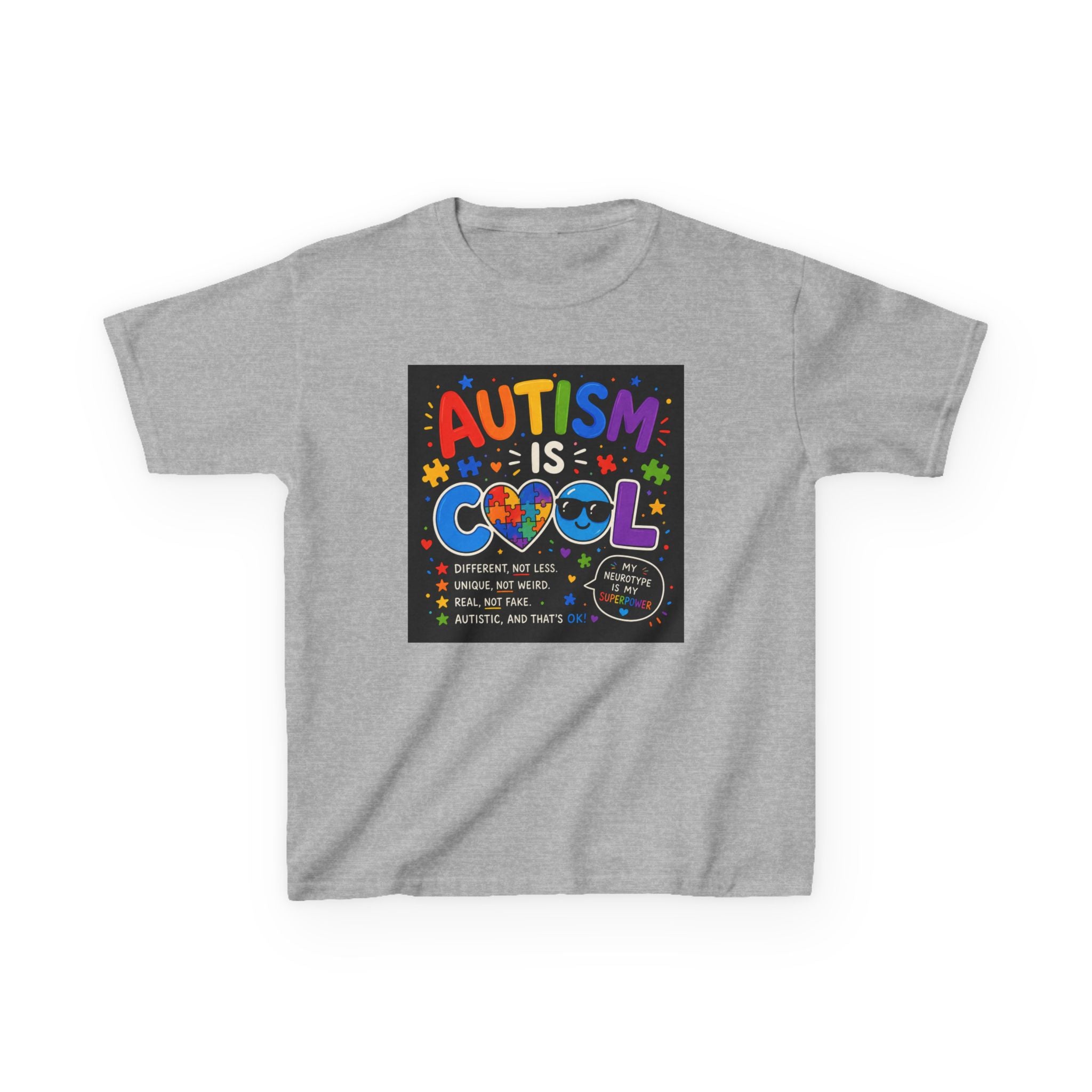 Autism Is Cool Kids T‑Shirt — Colorful Neurodiversity Pride Tee
